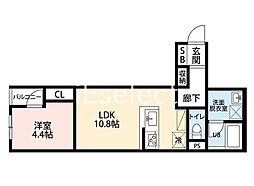JR京葉線 蘇我駅 徒歩4分の賃貸マンション 4階1LDKの間取り