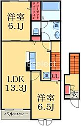グリシーヌ 2LDKの間取図画像