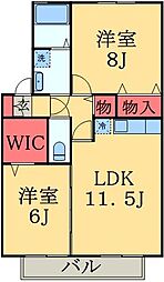 メルヴェイユC 2LDKの間取図画像