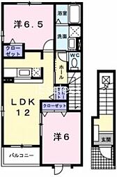 コモディダC 1LDKの間取図画像