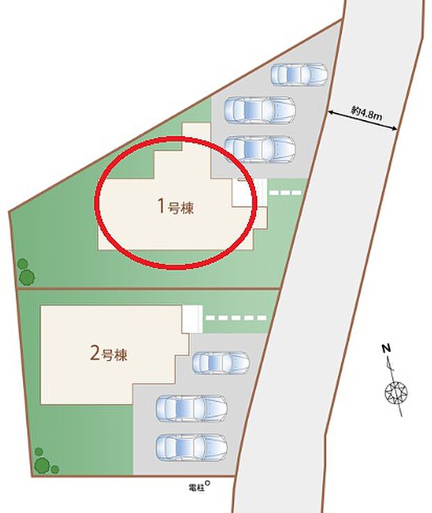 1号棟　敷地広々！カースペース3台可！