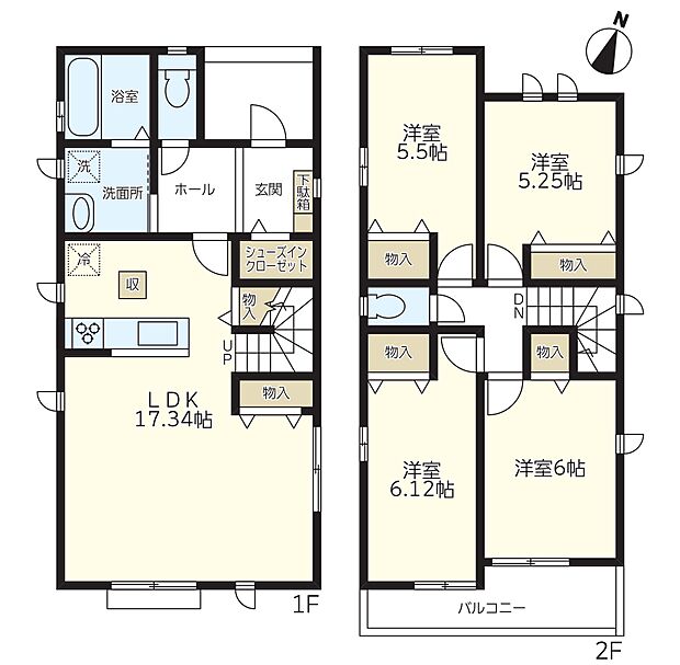 各居室収納が充実の4LDK。LDK内にも収納完備!