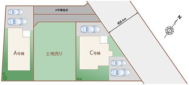 全2棟現場。A号棟　カースペース2台可。