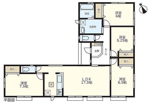 4LDKの平屋戸建。各居室明るい陽が差し込みます。