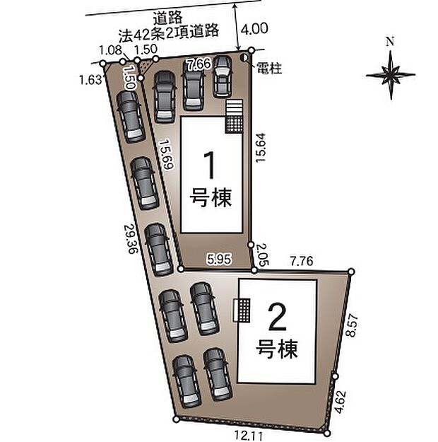 2号棟 カースペース7台駐車可!