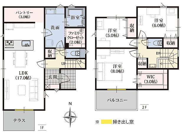 【間取り】パントリーやファミリークローゼットなど、家事ラク動線と豊富な収納が魅力の3LDKです。