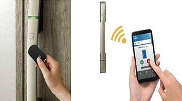 【玄関スマートキー】タグキーをハンドルに近づけるだけの開閉や、スマートフォンによる開閉も可能です