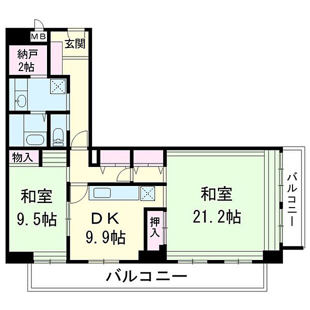 ファミールハイツ北大阪1号棟(2LDK) 2階/220の間取り