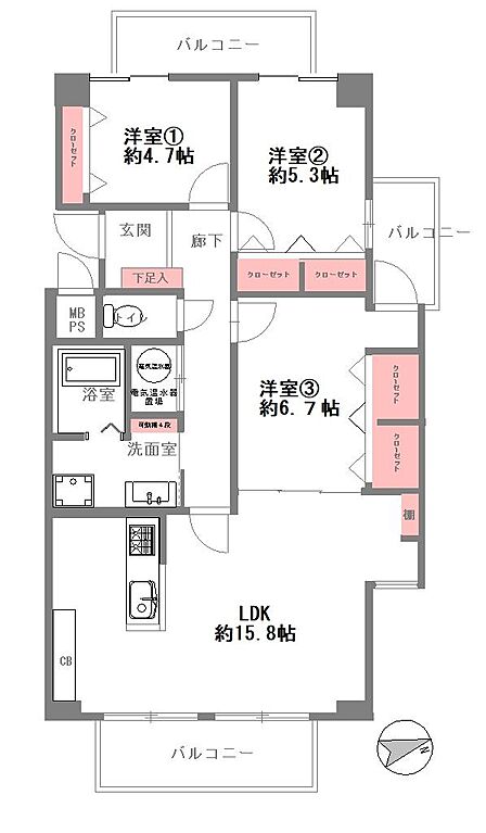 3LDK 間取り