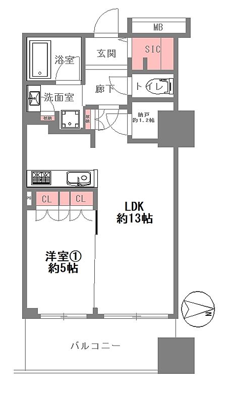 1LDK 間取り