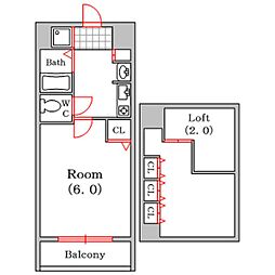 エステムコート難波ミューステージ 7階1SKの間取り