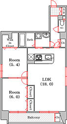 グランドシーズ四ツ橋堀江公園 2LDKの間取図画像
