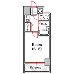 セレッソコート西心斎橋 1Kの間取図画像