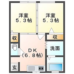 MIKIハイツ 2階2DKの間取り
