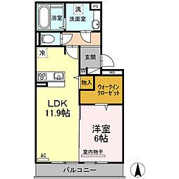 プレミアム八番館 1LDKの間取図画像