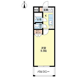 グリーンパーク一葉 1Kの間取図画像