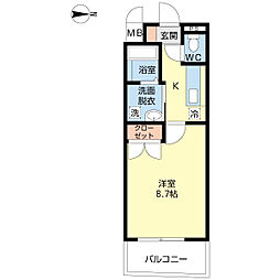 エクセレント一葉 1Kの間取図画像