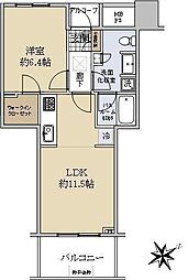 ステーションスカイタワー小田急相模原 8階1LDKの間取り