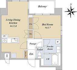 楓koa新丸子 3階1LDKの間取り
