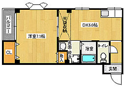 ラフィーネ鶴見 1DKの間取図画像