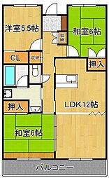 エクセレント中井 6階3LDKの間取り