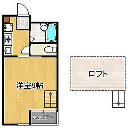 MOON下到津D 1Kの間取図画像