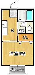 ビーライン菜園場 1Kの間取図画像