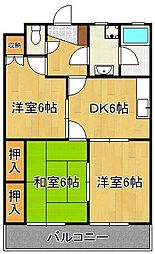 レジデンス竪林 3DKの間取図画像