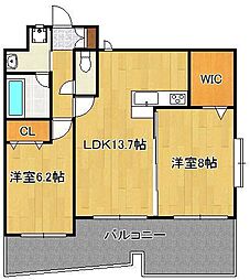 サンシャインプリンセス北九州 2LDKの間取図画像