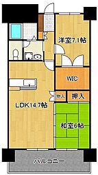 シャトレ大手町N 2LDKの間取図画像