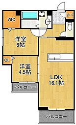 アピアランス中井 2LDKの間取図画像