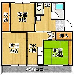 ビレッジハウス日明No.1 3DKの間取図画像