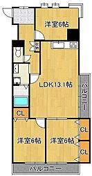 第17共立ビル 3LDKの間取図画像