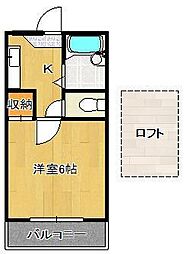 プライマリー到津の森 1Kの間取図画像