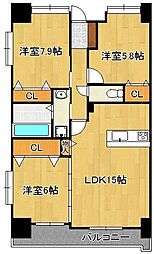 フォーストリングス竪町 3LDKの間取図画像