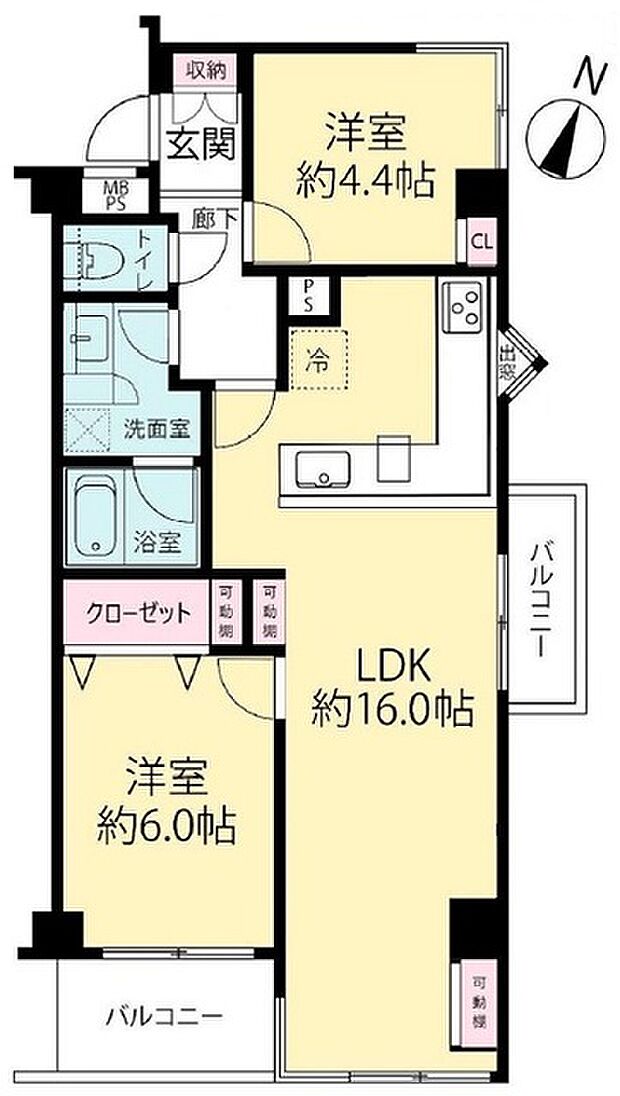 パーク・ノヴァ池袋・要町(2LDK) 4階の間取り