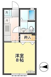 コーポ小原2 1Kの間取図画像