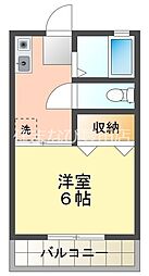 ハイツ水野 2階1Kの間取り