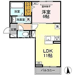 GRAND　D-ROOM豊田久保 2階1LDKの間取り
