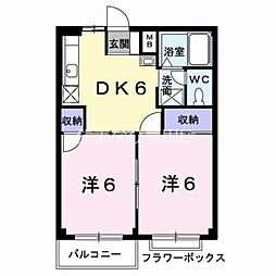 ウェストヒルズ 2階2DKの間取り