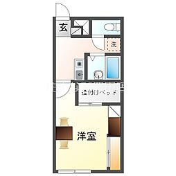 レオパレス名鉄タウンコート宮上 2階1Kの間取り