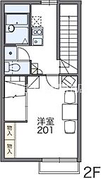 レオパレスクオリア 2階1Kの間取り