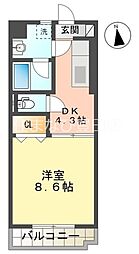 M’s KAIKAREN 1階1DKの間取り