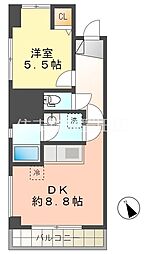 アーバンステージ豊田 5階1DKの間取り