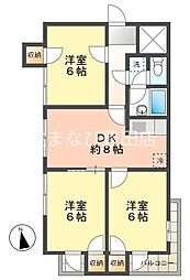 河上マンション 3DKの間取図画像