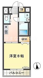 レ・ペルル 1Kの間取図画像