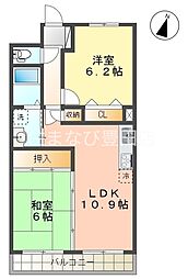 カーサ・シーガル壱番館 2LDKの間取図画像