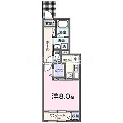 サンパレス田代 1Kの間取図画像