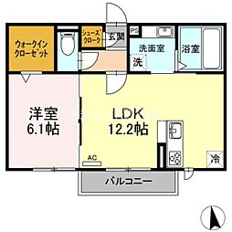 D-room栄 1LDKの間取図画像
