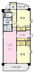 シークハイム 2LDKの間取図画像